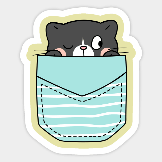 Cute Pocket Kitty V2 Sticker by Stupid Coffee Designs